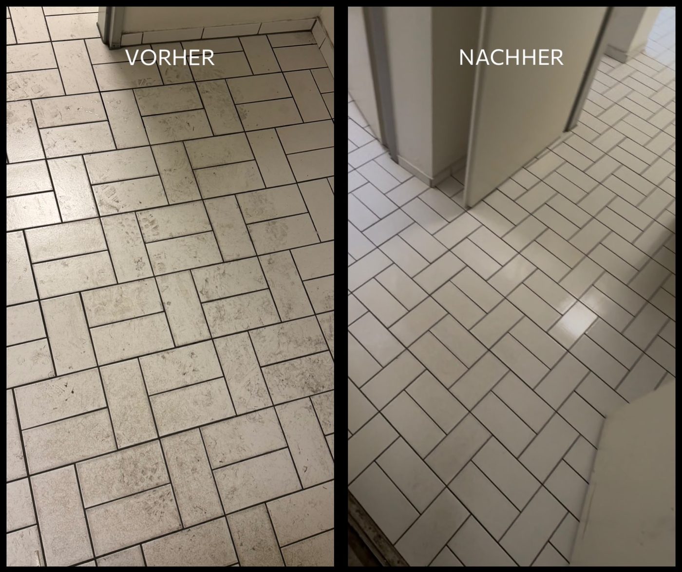 Bodenreinigung Fliesen – Vorher/Nachher